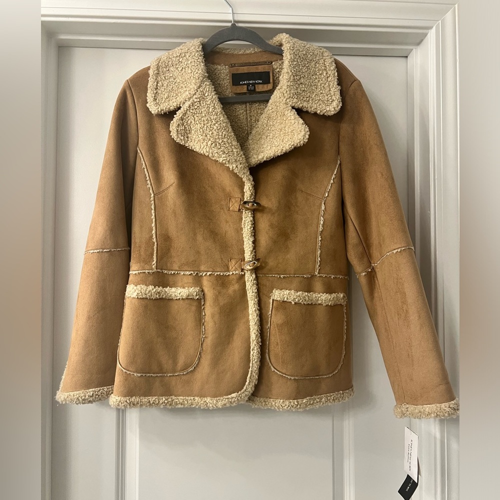 NWT Jones New York faux suede shearling lined jacket
